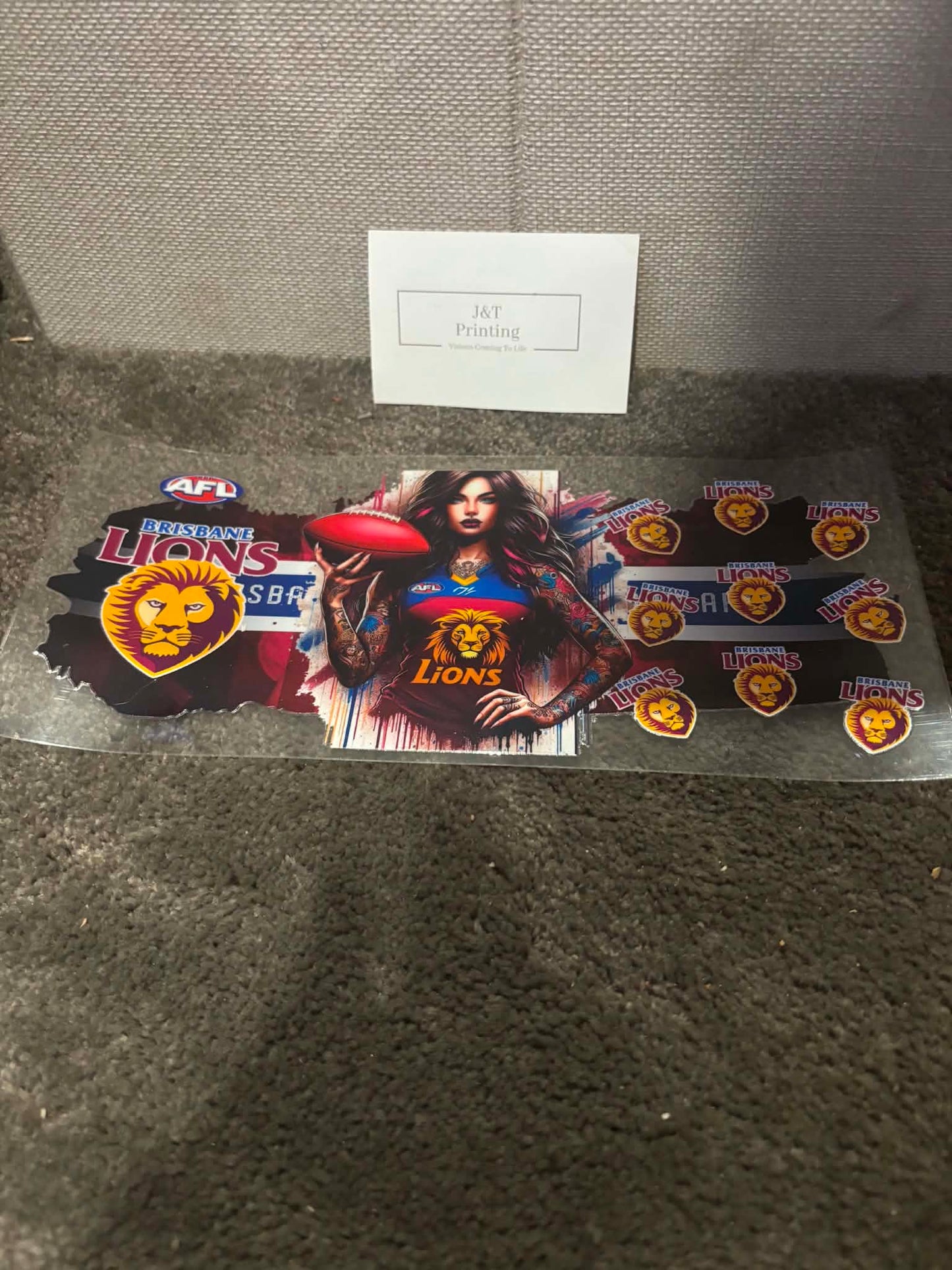 16oz AFL Brisbane lions UV dtf cup wrap