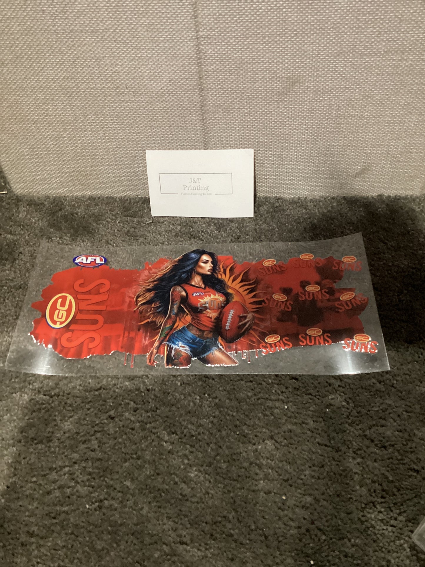 16oz AFL Gold Coast Suns UV dtf cup wrap
