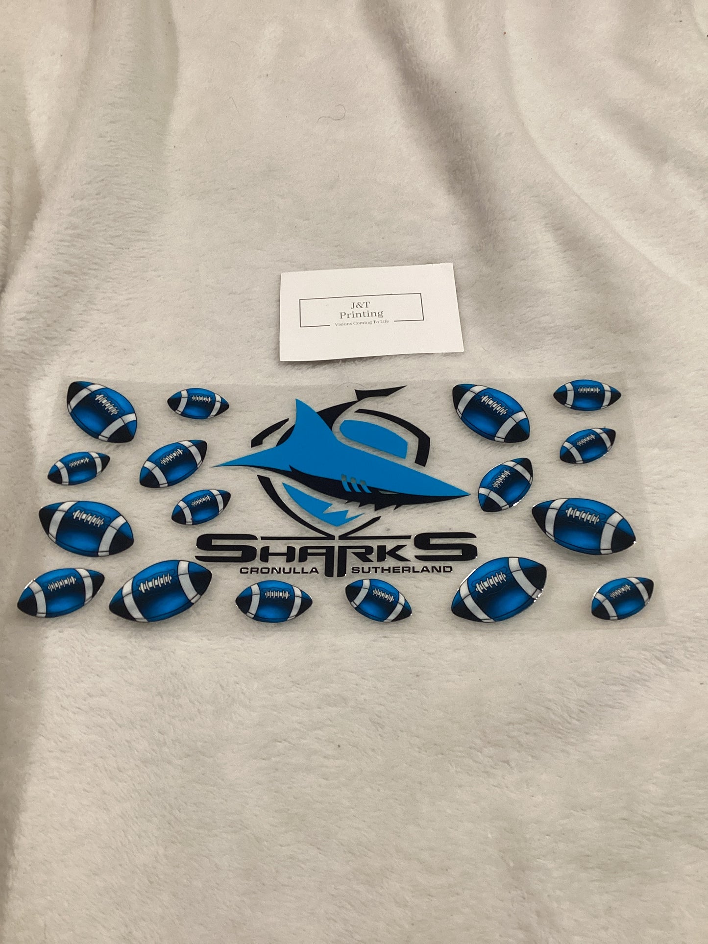 16oz NRL Sharks UV dtf cup wrap
