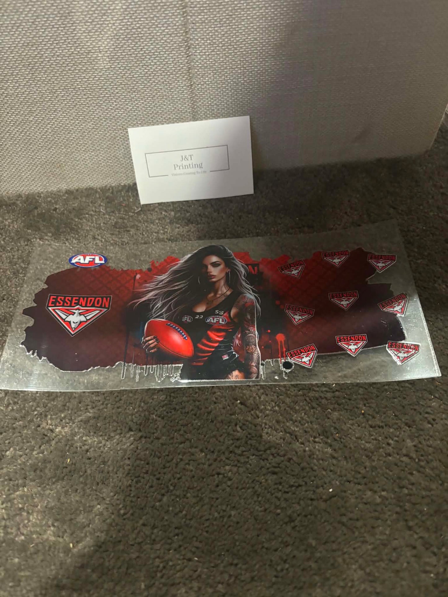 16oz AFL Essendon UV dtf cup wrap