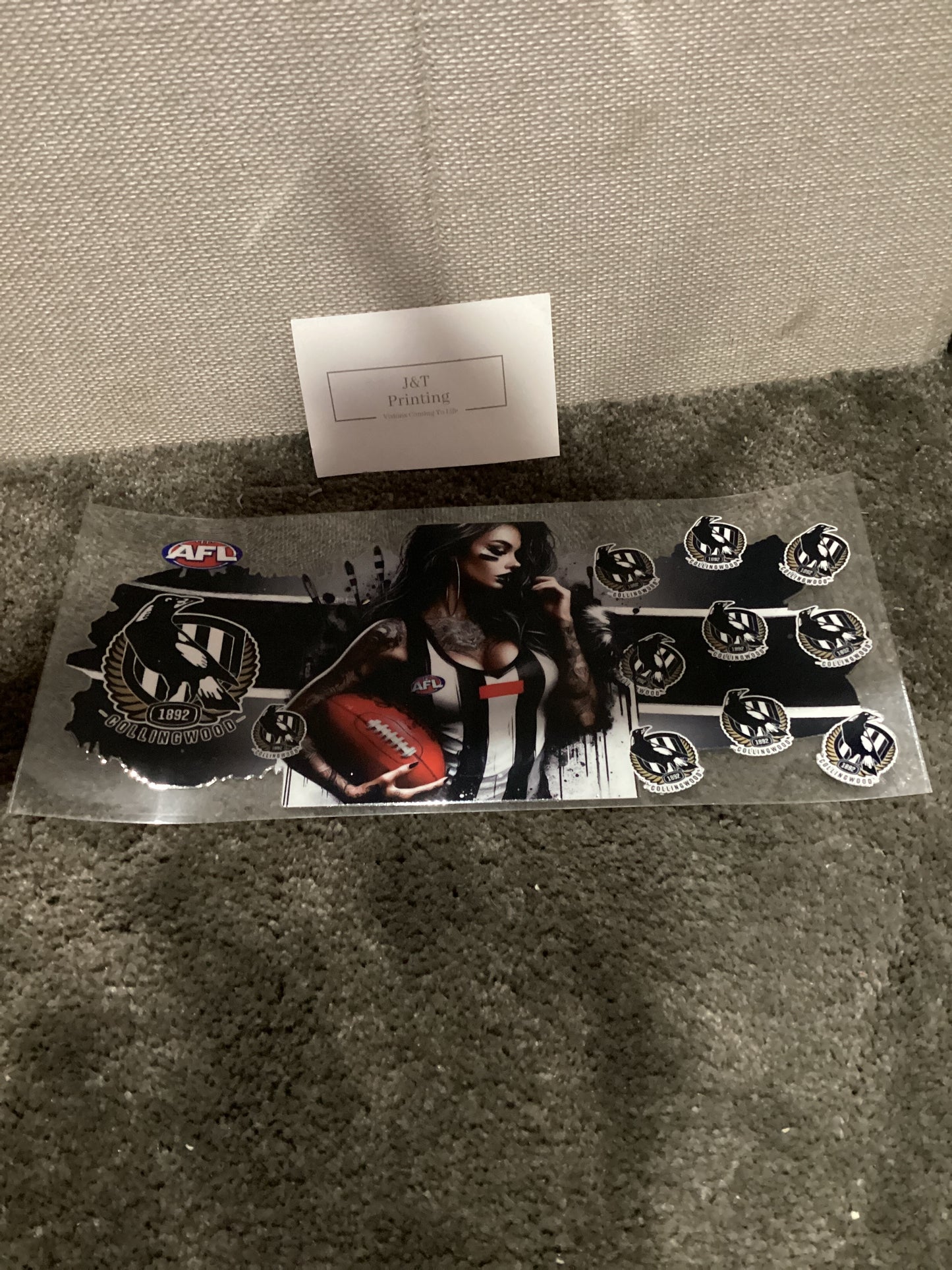 16oz AFL Collingwood uv dtf cup wraps