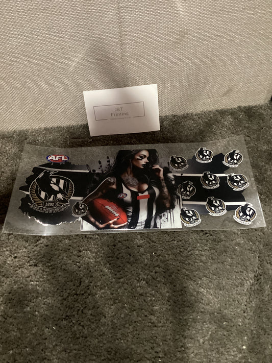 16oz AFL Collingwood uv dtf cup wraps