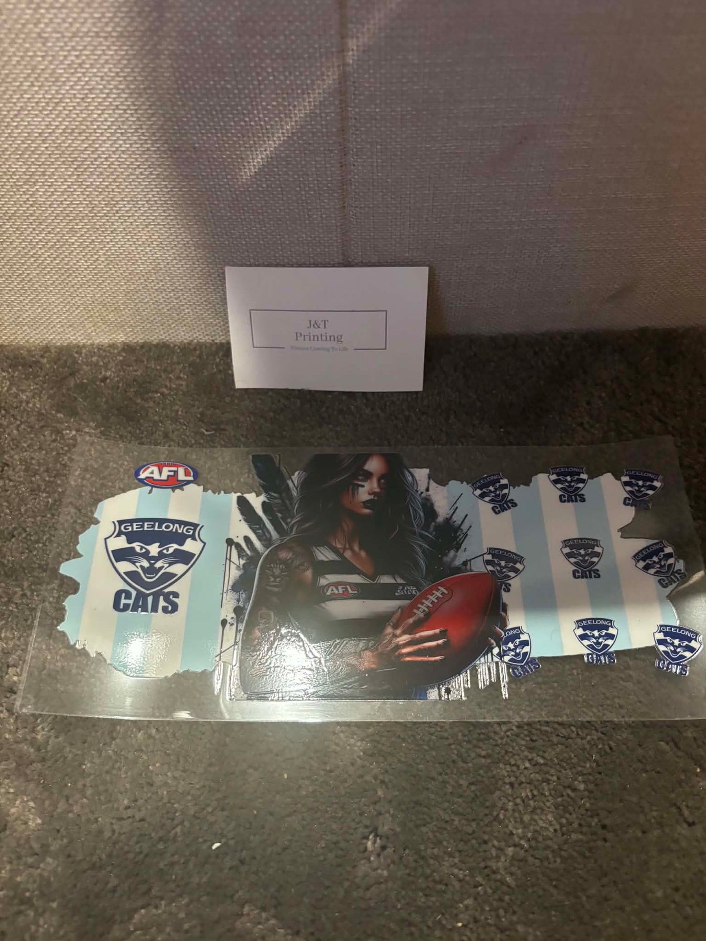 16oz AFL Geelong cats UV dtf cup wrap