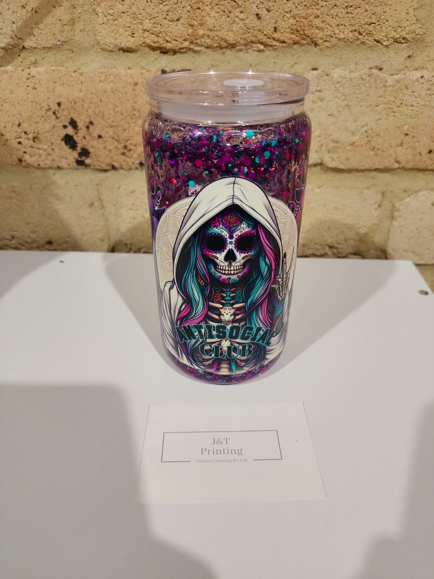 16oz glass antisocial club tumbler