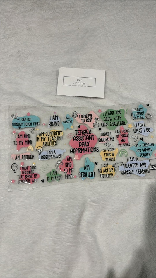 16oz teacher assistant affirmations