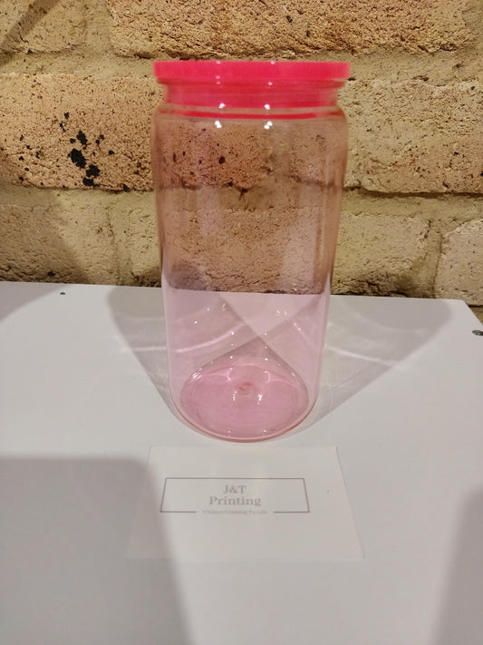 16oz clear pink acrylic tumbler